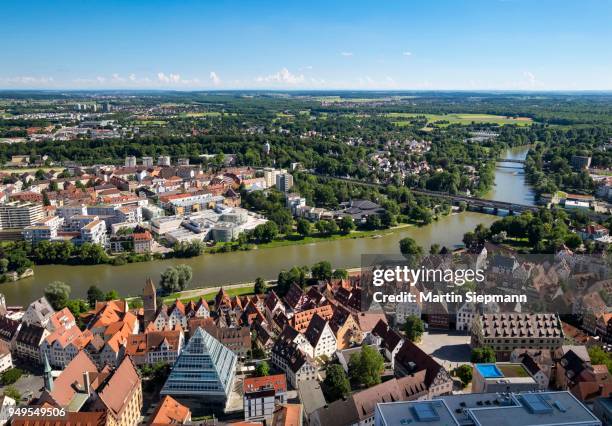 view from ulm minster to the fischerviertel fishers district of donau and neu-ulm, ulm, upper swabia, swabia, baden-wuerttemberg, germany - ulm minster stock pictures, royalty-free photos & images