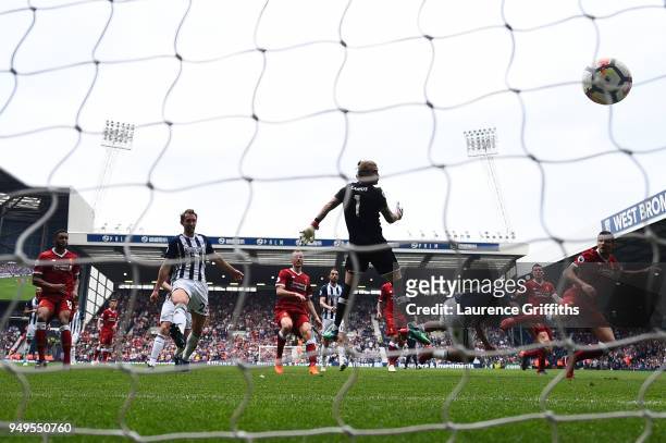 Jose Salomon Rondon of West Bromwich Albion scores his sides second goal during the Premier League match between West Bromwich Albion and Liverpool...
