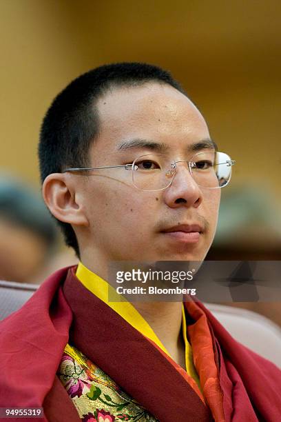 Gyaincain Norbu, the Beijing chosen Panchen Lama, attends the opening of a symposium in Beijing, China, on Friday, March 27, 2009. China released a...