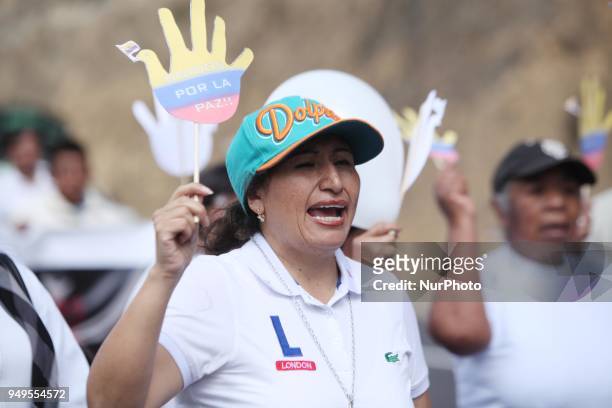 Tulcán, Carchi, Ecuador, . March for Peace on the border between Ecuador and Colombia. Journalists, authorities and citizens of the province of...