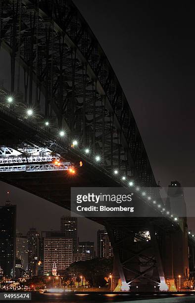 The Sydney Harbour Bridge is seen during Earth Hour in Sydney, Australia, on Saturday, March 28, 2009. Earth Hour, an event created in Sydney two...