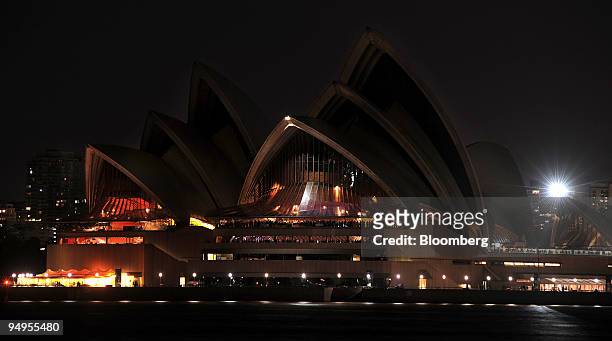 The Sydney Opera House is seen during Earth Hour in Sydney, Australia, on Saturday, March 28, 2009. Earth Hour, an event created in Sydney two years...