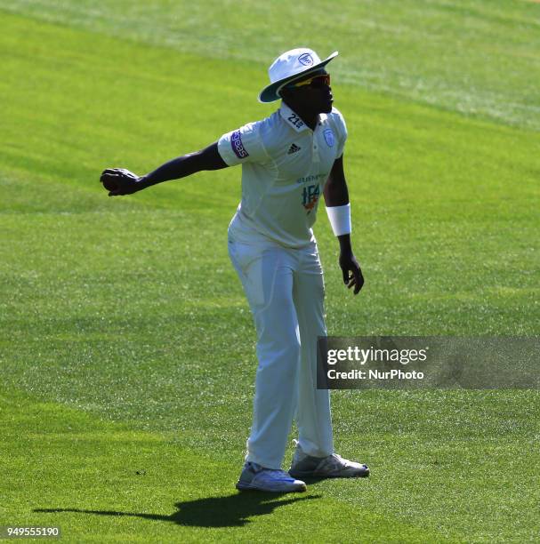 Fidel Edwards of Hampshire ccc during Specsavers County Championship - Division One, day one match between Surrey CCC and Hampshire CCC at Kia Oval,...