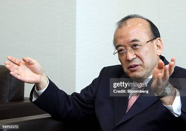 Hiromichi Funahashi, chairman and chief executive officer of OMC Card Inc., speaks during an interview in Tokyo, Japan, on Monday, March 30, 2009....