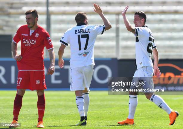 Antonino Barillà of Parma Calcio celebrates after scoring the opening goal during the serie B match between Parma Calcio and Carpi FC at Stadio Ennio...