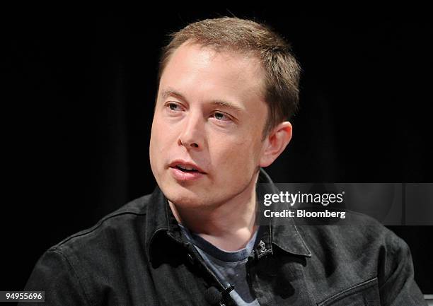 Elon Musk, chairman and chief executive officer of Tesla Motors, speaks during the "Disruptive by Design" WIRED Magazine Business Conference in New...