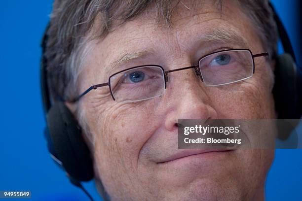Bill Gates, chairman of Microsoft Corp., attends a news conference after the opening ceremony of a United Nations World Health Organization...