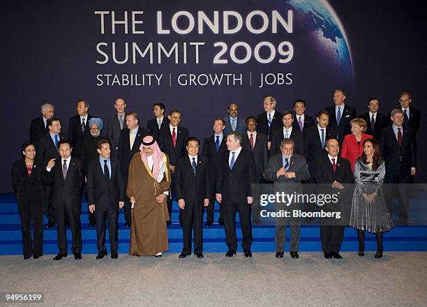 The G20 leaders pose for the second family photograph without Silvio Berlusconi, Italy's prime minister, Susilo Bambang Yudhoyono, Indonesia's...