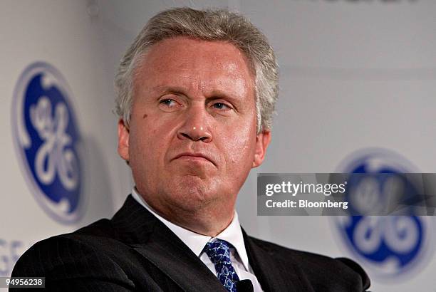 Jeffrey Immelt, chairman and chief executive officer of General Electric Co., listens during a news conference in New York, U.S., on Thursday, April...