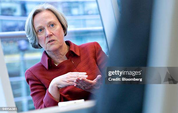 Shirley Tilghman, president of Princeton University, speaks during an editorial board meeting in New York, U.S., on Thursday, April 2, 2009. Tilghman...