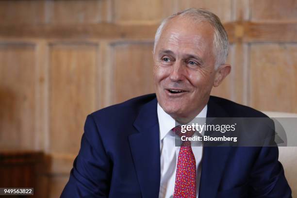 Malcolm Turnbull, Australia's prime minister, reacts during a meeting with Theresa May, U.K. Prime minister, not pictured, at Chequers, Aylesbury,...