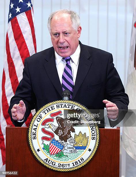 Pat Quinn, governor of Illinois, speaks during a news conference in Chicago, Illinois, U.S. On Thursday, April 2, 2009. Rod Blagojevich, the Illinois...