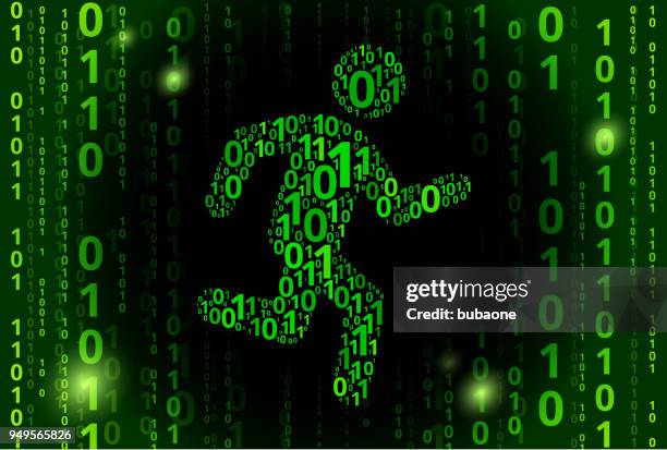 jogging binary code vector pattern background - virtual workout stock illustrations