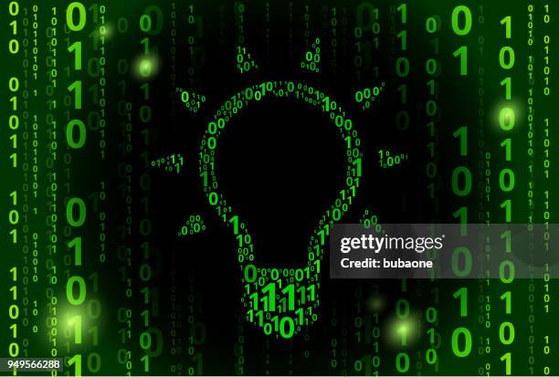 light bulb binary code vector pattern background - binary code lightbulb stock illustrations