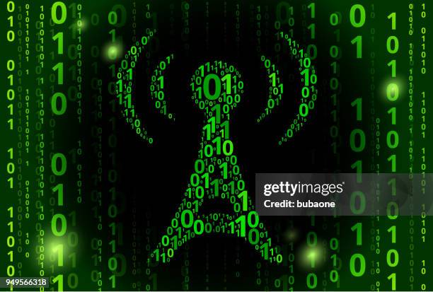 radio tower binary code vector pattern background - binary code background white stock illustrations