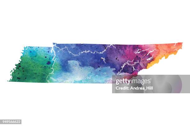 虹色のテネシー州水彩マップ - テネシー州点のイラスト素材／クリップアート素材／マンガ素材／アイコン素材