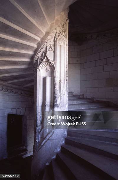 Escalier à vis du château de Chaumont-sur-Loire, dans le Loir-et-Cher, France.