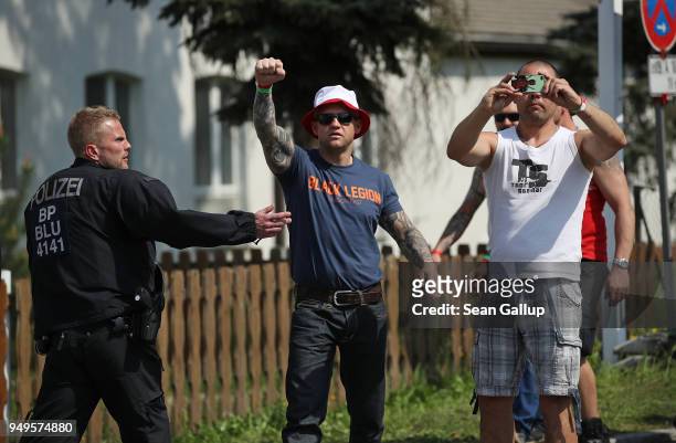 Participants arrive for a neo-Nazi music fest on April 21, 2018 in Ostritz, Germany. By earky after noon approximately 500 neo-Nazis from across...