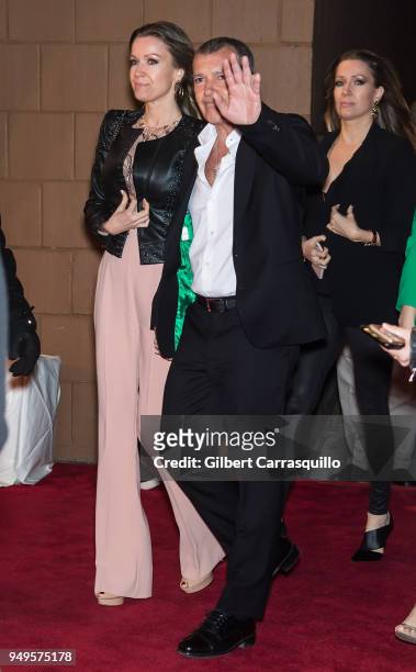 Actor Antonio Banderas and girlfriend Nicole Kempel arriving to the National Geographic premiere screening of 'Genius: Picasso' during the 2018...
