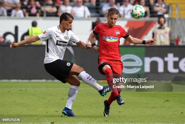 Timothy Chandler of Eintracht Frankfurt and Peter Pekarik of Hertha BSC during the game between Eintracht Frankfurt and Hertha BSC at the...