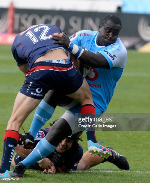 Trevor Nyakane of the bulls during the Super Rugby match between Vodacom Bulls and Rebels at Loftus Versfeld on April 21, 2018 in Pretoria, South...