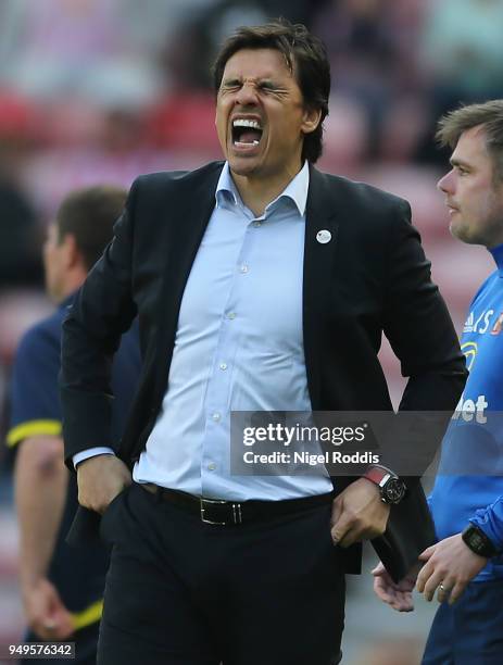 Chris Coleman manager of Sunderland during the Sky Bet Championship match between Sunderland and Burton Albion at Stadium of Light on April 21, 2018...