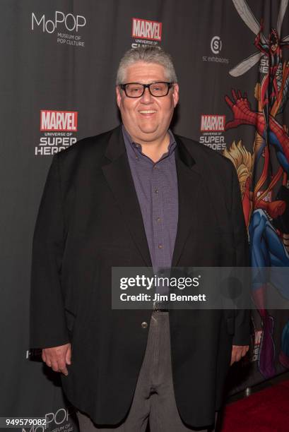 Exeuctive producer and showrunner of Veep David Mandel walks the red carpet during the opening of the Marvel: Universe of Super Heroes exhibit at...