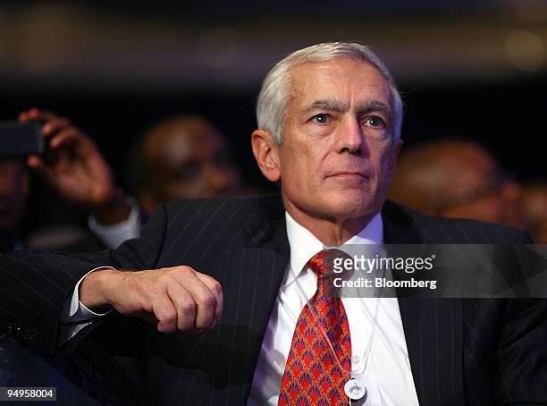 General Wesley K. Clark, chairman of Rodman & Renshaw Capital Group Inc., listens from the audience during the opening session of the Clinton Global...