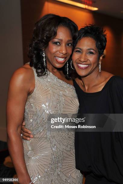 Actresses Dawn Lewis and Terri J. Vaughn attend the 26th anniversary UNCF Mayor's Masked Ball at Atlanta Marriot Marquis on December 19, 2009 in...