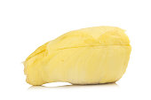 durian. king fruit. peeled. isolated on white background