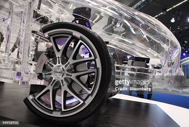 The TRW transparent automobile is seen on display on the opening day of the Frankfurt Motor Show, in Frankfurt, Germany, on Thursday, Sept. 17, 2009....