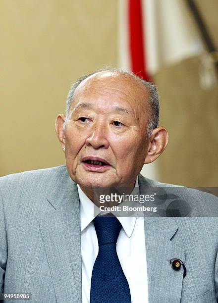 Hirohisa Fujii, Japan's finance minister, speaks during a group interview in Tokyo, Japan, on Friday, Sept. 18, 2009. Fujii today indicated his...