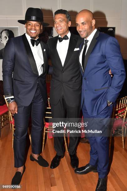 Cam Newton, John Utendahl and Boris Kodjoe attend Opera and Couture - Radmila Lolly at Carnegie Hall on April 20, 2018 in New York City.