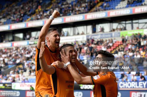 Conor Coady of Wolverhampton Wanderers celebrates after scoring a goal to make it 0-4 from a penalty kick during the Sky Bet Championship match...