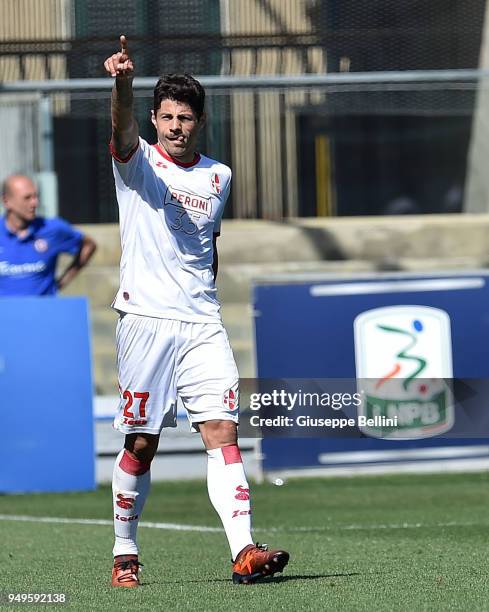 Nene of Bari FC celebrates after scoring goal 1-1 during the serie B match between Foggia Calcio and Bari FC at Stadio Pino Zaccheria on April 21,...