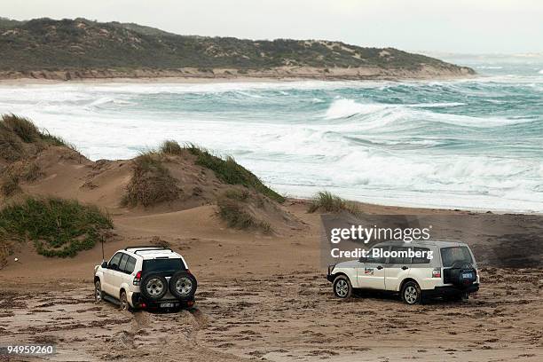 Media tour stops at the northern boundary of Oakajee Port & Rail Pty's proposed iron ore port and rail project, in Geraldton, Western Australia, on...
