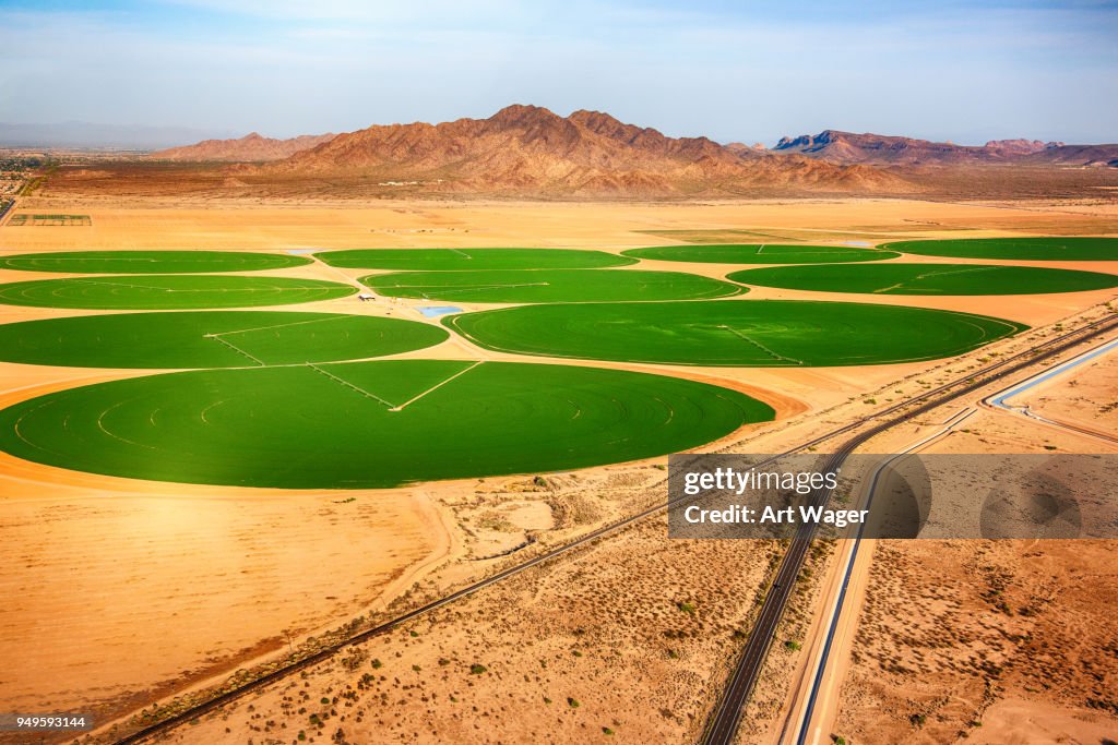 Circular Crop Fields in the Desert