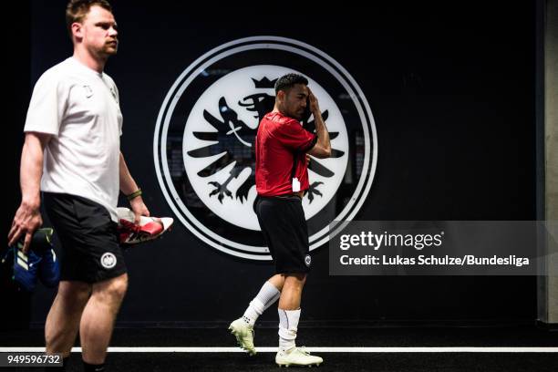 Marco Fabian of Frankfurt reacts after loosing the Bundesliga match between Eintracht Frankfurt and Hertha BSC at Commerzbank-Arena on April 21, 2018...