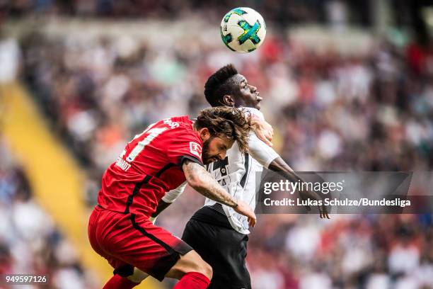 Marvin Plattenhardt of Berlin and Danny da Costa of Frankfurt in action during the Bundesliga match between Eintracht Frankfurt and Hertha BSC at...