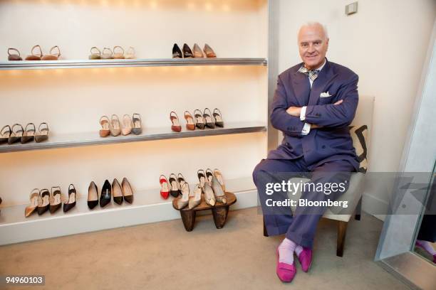 Designer Manolo Blahnik poses for a portrait during Fashion's Night Out at a Manolo Blahnik store in New York, U.S., on Thursday, Sept. 10, 2009. The...