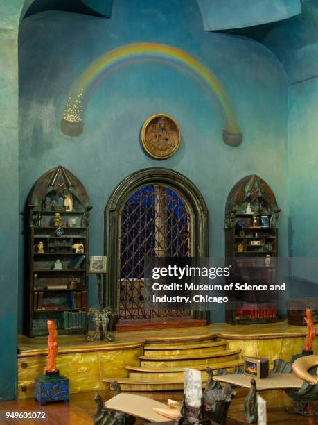 Detail view of the 'Library,' part of the Colleen Moore Fairy Castle display at the Museum of Science and Industry, Chicago, Illinois, May 16, 2014....