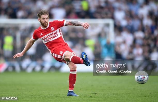 Adam Clayton of Middlesbrough during the Sky Bet Championship match between Derby and Middlesbrough at iPro Stadium on April 21, 2018 in Derby,...