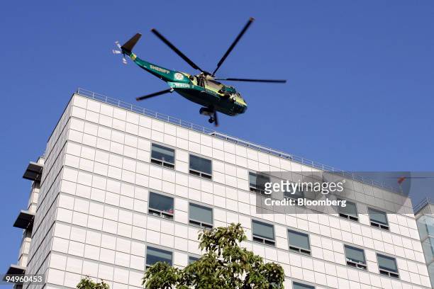 Los Angeles Sheriff's helicopter with the body of Michael Jackson on board departs from the UCLA Medical Center for the L.A. County morgue, in Los...