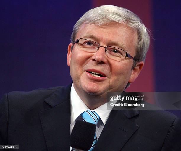 Kevin Rudd, prime minister of Australia, speaks at the opening session of the Clinton Global Initiative's annual meeting in New York, U.S., on...