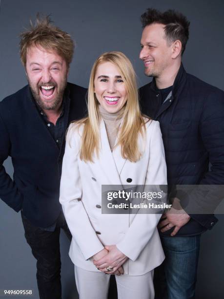 Joshua Leonard, Zosia Mamet, and Josh Charles pose for a portrait during the Jury Welcome Lunch - 2018 Tribeca Film Festival at Tribeca Film Center...