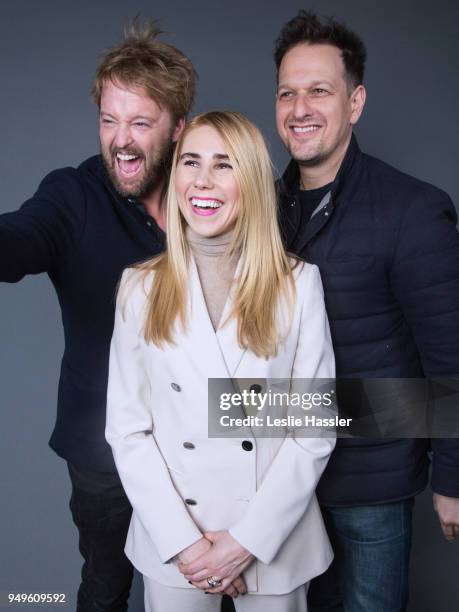 Joshua Leonard, Zosia Mamet, and Josh Charles pose for a portrait during the Jury Welcome Lunch - 2018 Tribeca Film Festival at Tribeca Film Center...