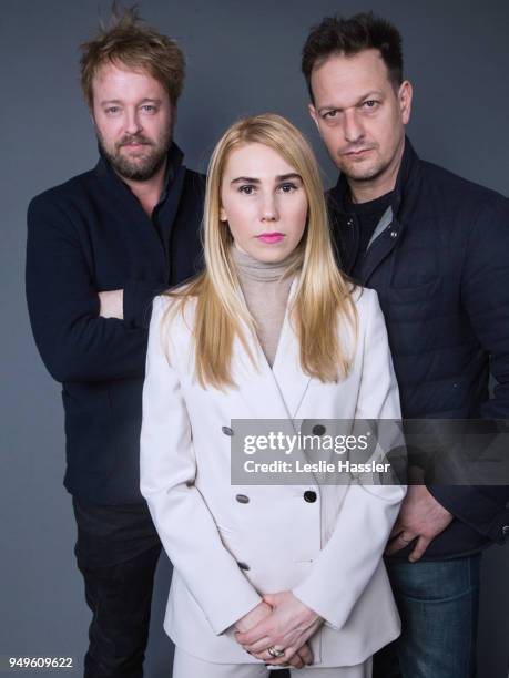 Joshua Leonard, Zosia Mamet, and Josh Charles pose for a portrait during the Jury Welcome Lunch - 2018 Tribeca Film Festival at Tribeca Film Center...