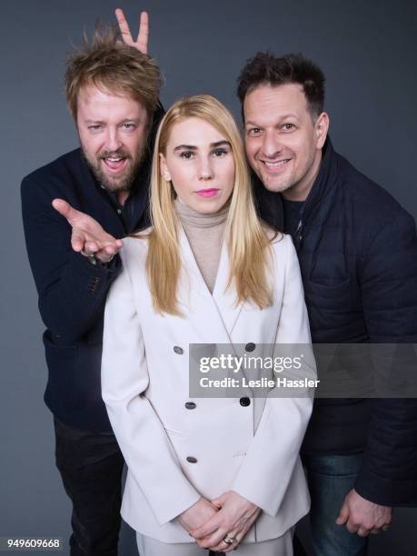 Joshua Leonard, Zosia Mamet, and Josh Charles pose for a portrait during the Jury Welcome Lunch - 2018 Tribeca Film Festival at Tribeca Film Center...