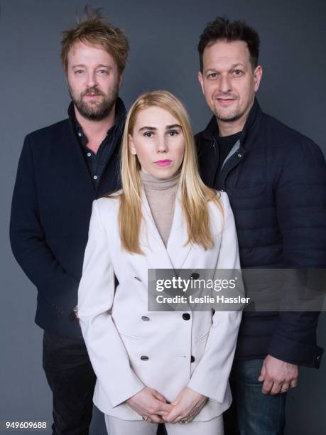 Joshua Leonard, Zosia Mamet, and Josh Charles pose for a portrait during the Jury Welcome Lunch - 2018 Tribeca Film Festival at Tribeca Film Center...