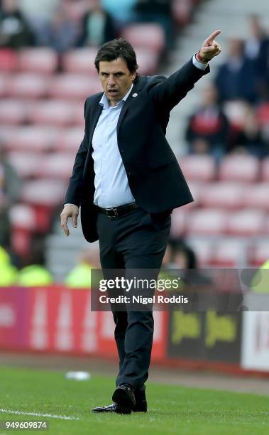 Chris Coleman manager of Sunderland during the Sky Bet Championship match between Sunderland and Burton Albion at Stadium of Light on April 21, 2018...